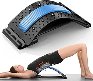 Multi-Level Back Stretcher Posture Corrector Device for Back Pain Relief with Back Support Mate Magic Back Stretching Massage (Blue)